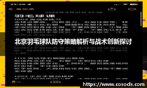 北京羽毛球队防守策略解析与战术创新探讨